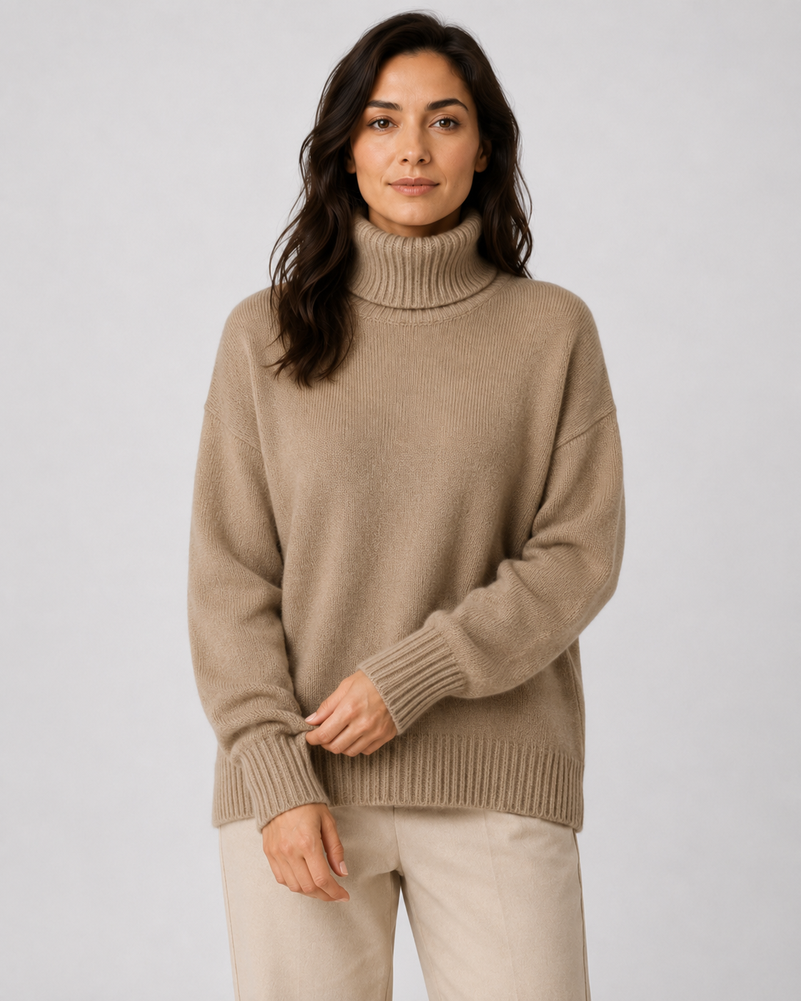 Women's Turtleneck Knitted Jumper – Relaxed Fit