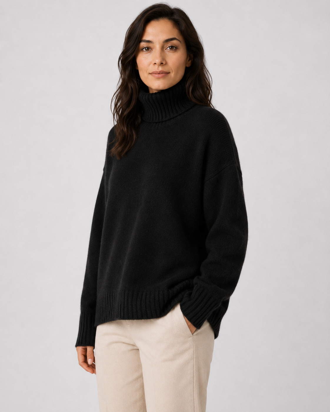 Women's Turtleneck Knitted Jumper – Relaxed Fit