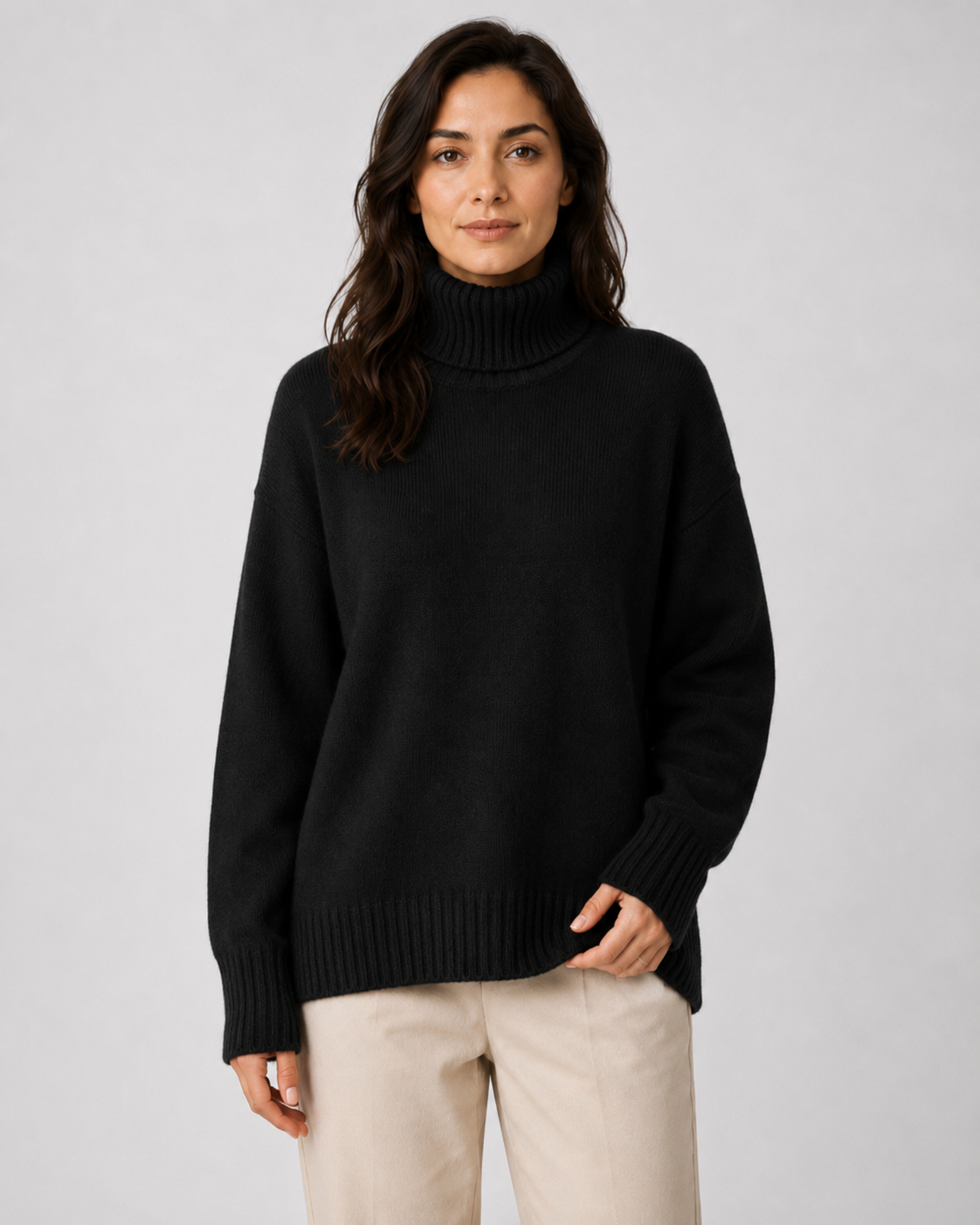 Women's Turtleneck Knitted Jumper – Relaxed Fit