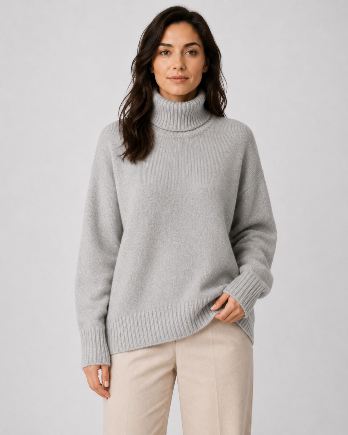 Women's Turtleneck Knitted Jumper – Relaxed Fit