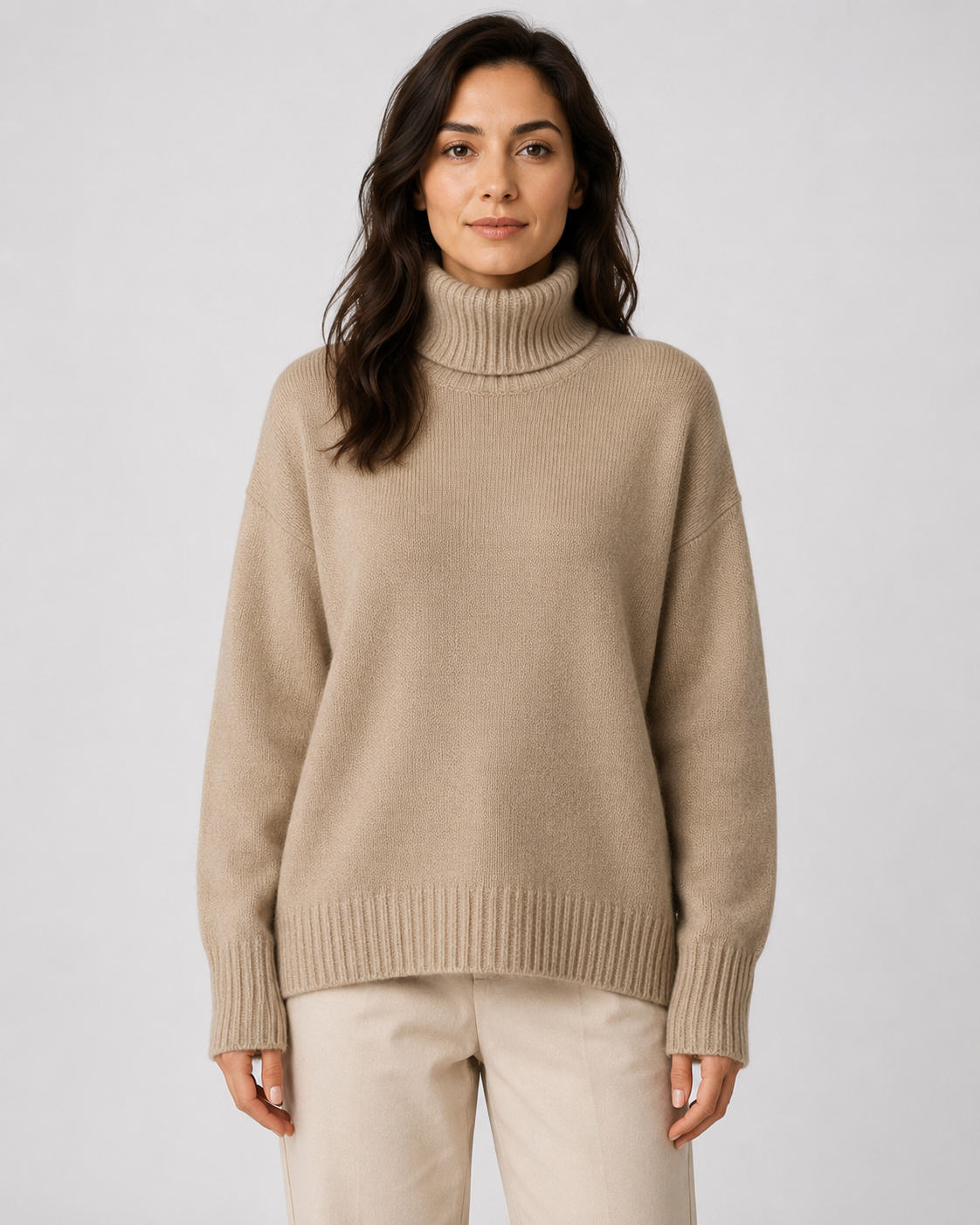 Women's Turtleneck Knitted Jumper – Relaxed Fit