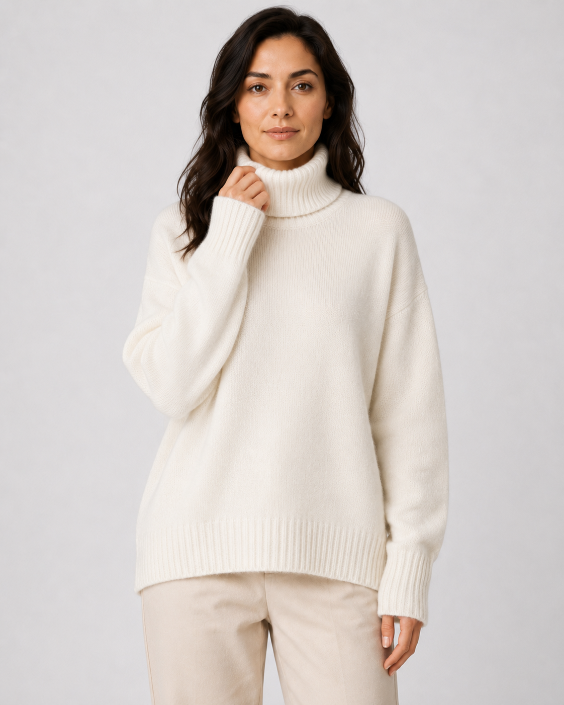 Women's Turtleneck Knitted Jumper – Relaxed Fit