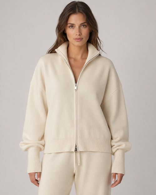 Women's Two-Way Zip Knit Cardigan – Funnel Neck