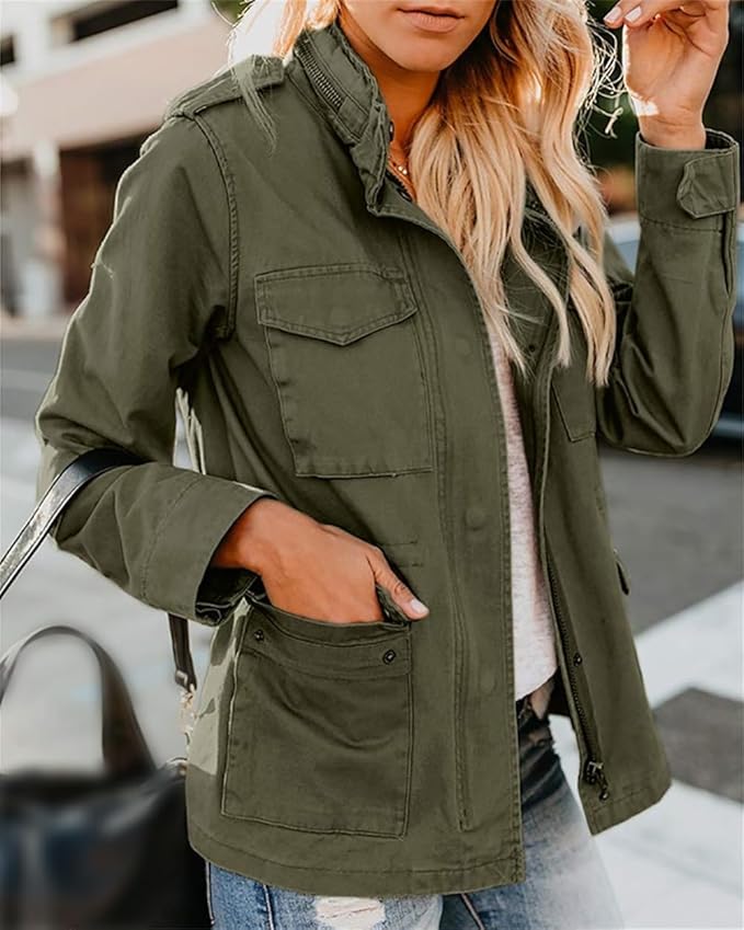 Kacob | Women's Utility Jacket – Military Style Field Jacket with Pockets
