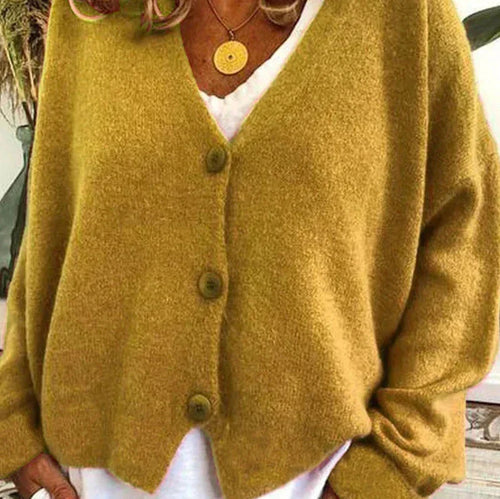 Kacob | Women's V-Neck Button Front Knitted Cardigan – Classic Layering Cardigan