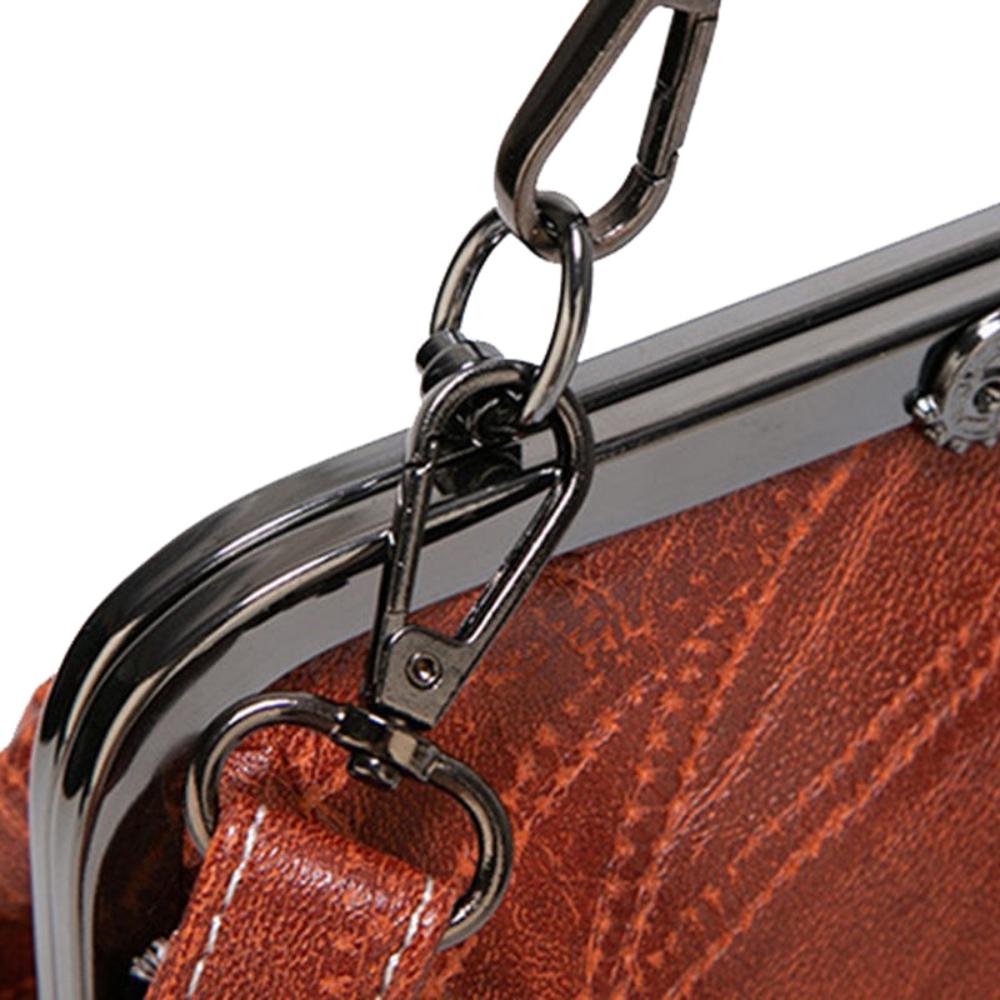 Women's Vintage Look Kiss Lock Handbag – Framed Top Handle Crossbody Bag