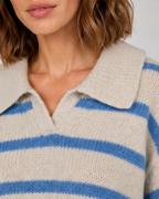 Women's Wide Collar Striped Knit Jumper – Relaxed Fit
