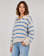 Women's Wide Collar Striped Knit Jumper – Relaxed Fit