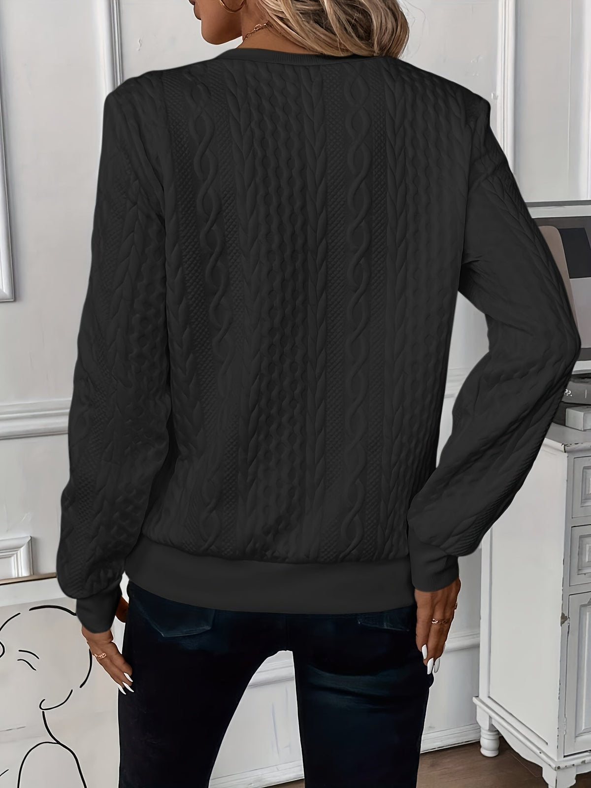 Kacob | Women's Zip Up Cable Knit Jumper – Relaxed Fit Ladies Knitwear